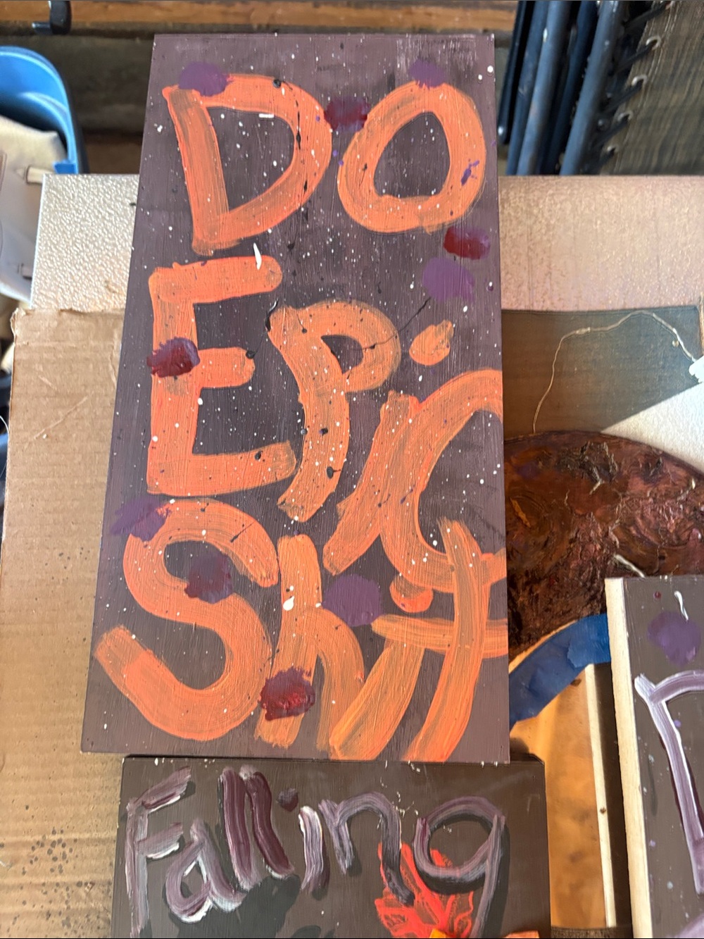 Hand-Painted 'Do Epic Shit' Orange Wall Art Canvas